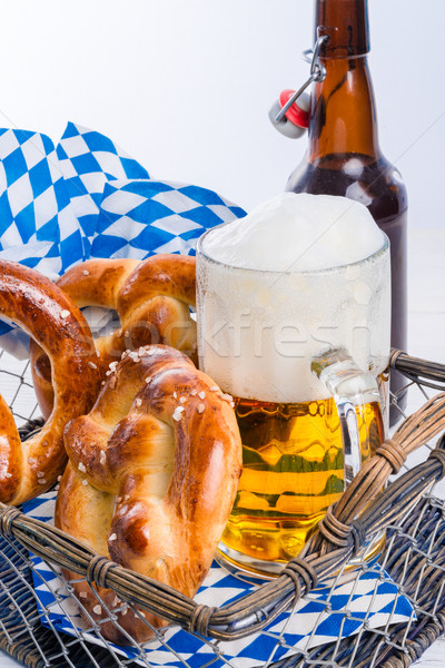 homemade pretzels and bavarian beer Stock photo © Dar1930