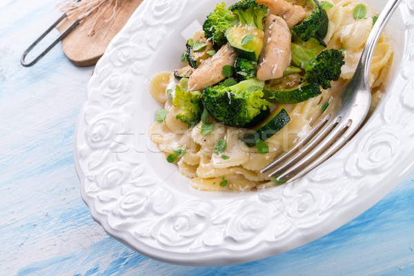 Pasta zucchine broccoli sfondo cena forcella Foto d'archivio © Dar1930