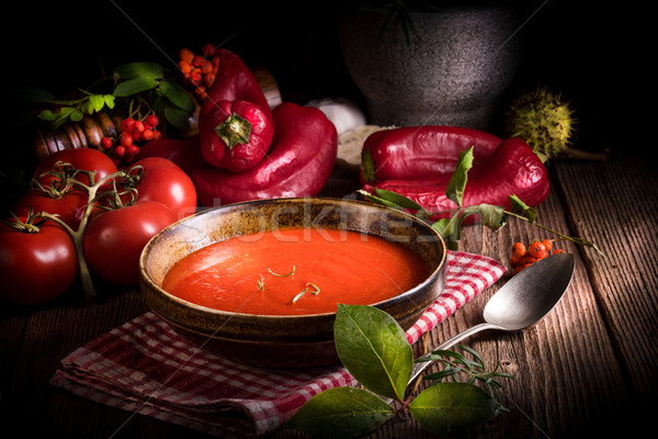 деревенский томатный суп лист красный томатный приготовления Сток-фото © Dar1930