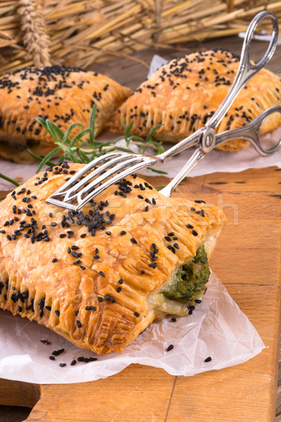 puff pastry with spinach filling and black cumin Stock photo © Dar1930