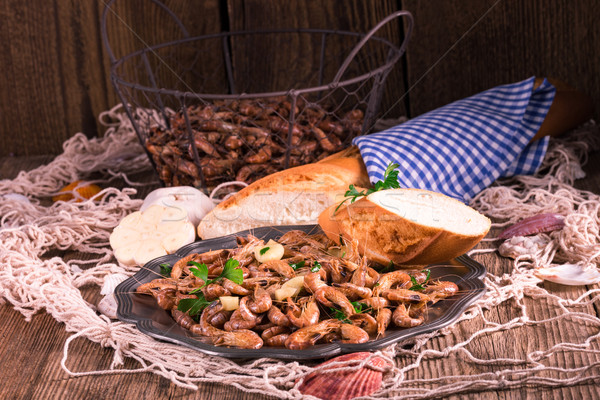 North Sea shrimps with garlic Stock photo © Dar1930