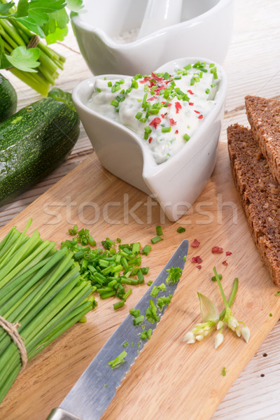 have breakfast curd with chives Stock photo © Dar1930