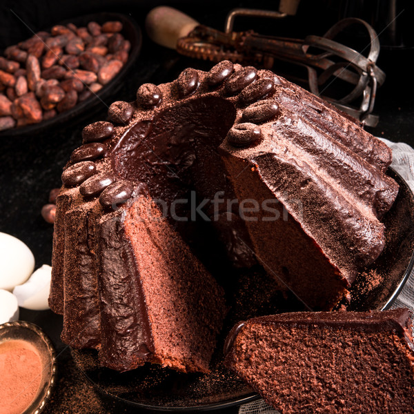 Csokoládés sütemény buli csokoládé étterem fekete sötét Stock fotó © Dar1930