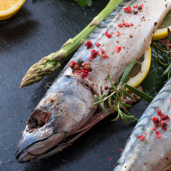[[stock_photo]]: Vert · asperges · poissons · cuisine · salade · Cook