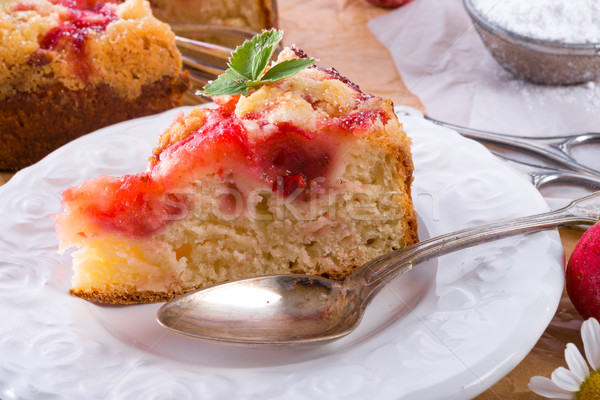 Eper torta háttér piros tányér főzés Stock fotó © Dar1930