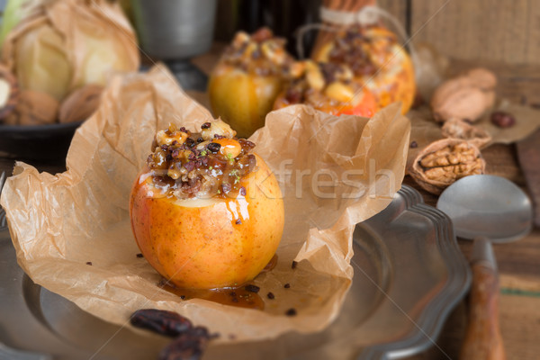 Apple with nut caramel filling Stock photo © Dar1930