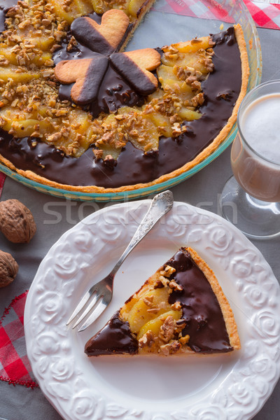 Pere cioccolato crostata torta colazione bianco Foto d'archivio © Dar1930