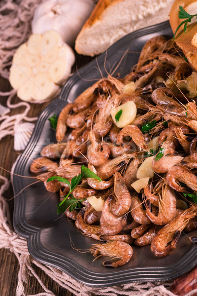 North Sea shrimps with garlic Stock photo © Dar1930
