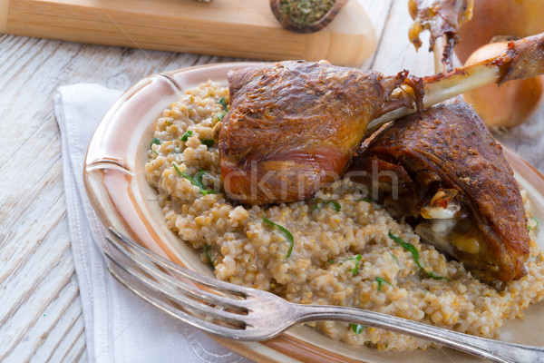 roasted goose thighs with grits Stock photo © Dar1930