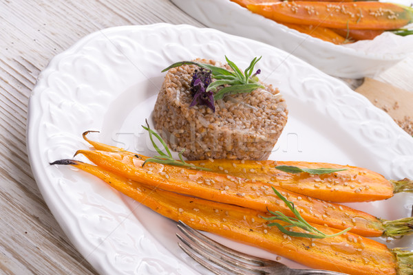 Wheat groats  and Caramelized carrots  Stock photo © Dar1930