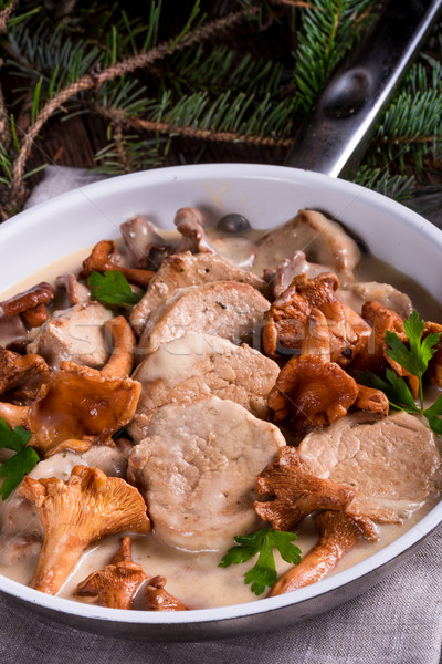 Pork tenderloin with Chanterelle sauce Stock photo © Dar1930