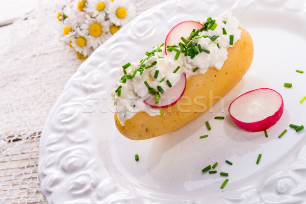 Foto stock: Novo · batatas · primavera · fundo · cozinha · queijo