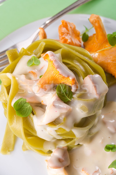 Tagliatelle comida folha fundo verde queijo Foto stock © Dar1930