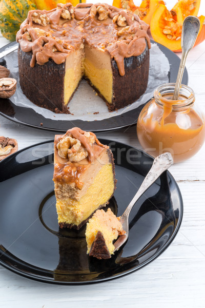 Pumpkin cheesecake with nuts Stock photo © Dar1930
