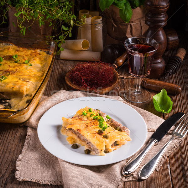Cannelloni with mince filling and capers Stock photo © Dar1930