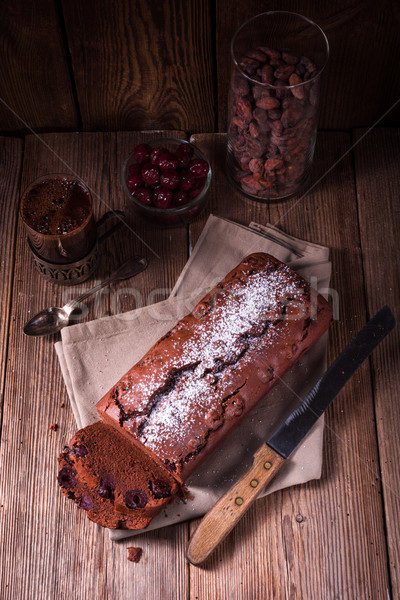 chocolate cake with cherries Stock photo © Dar1930