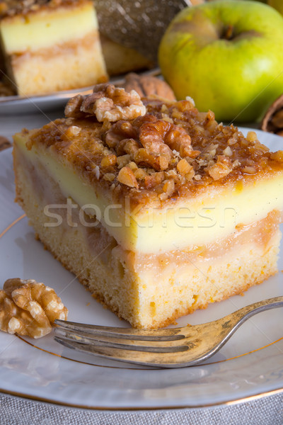 apple strudel with vanilla pudding and nuts Stock photo © Dar1930