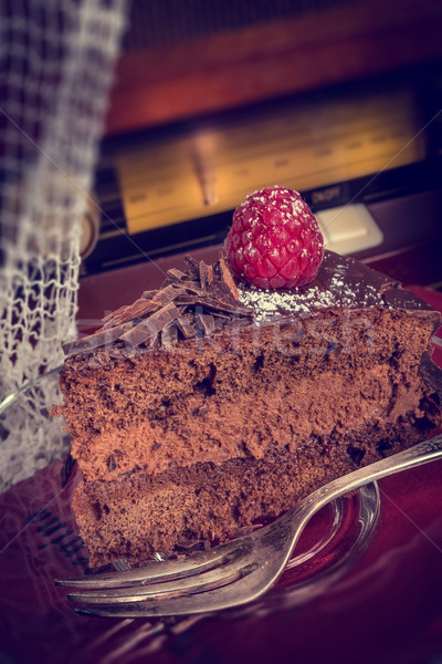 chocolate cake and Turkish coffee - vintage style Stock photo © Dar1930