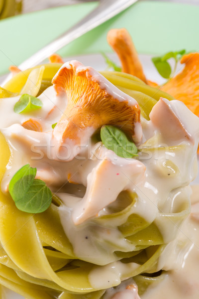 ,,tagliatelle con Spinaci,, with chanterelles Stock photo © Dar1930