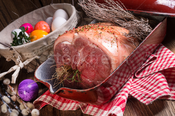 Greggio Pasqua fresche uovo cena carne Foto d'archivio © Dar1930