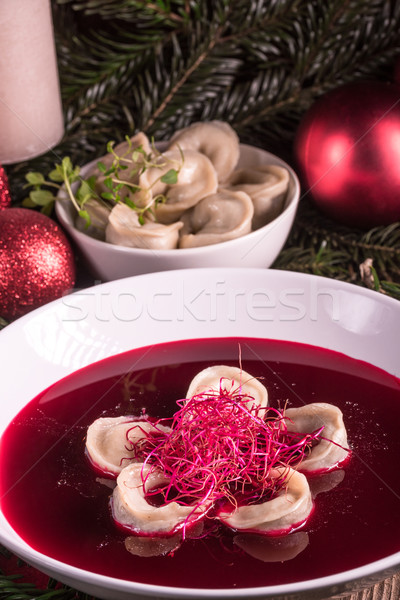 Rojo sopa cocina cena caliente Navidad Foto stock © Dar1930