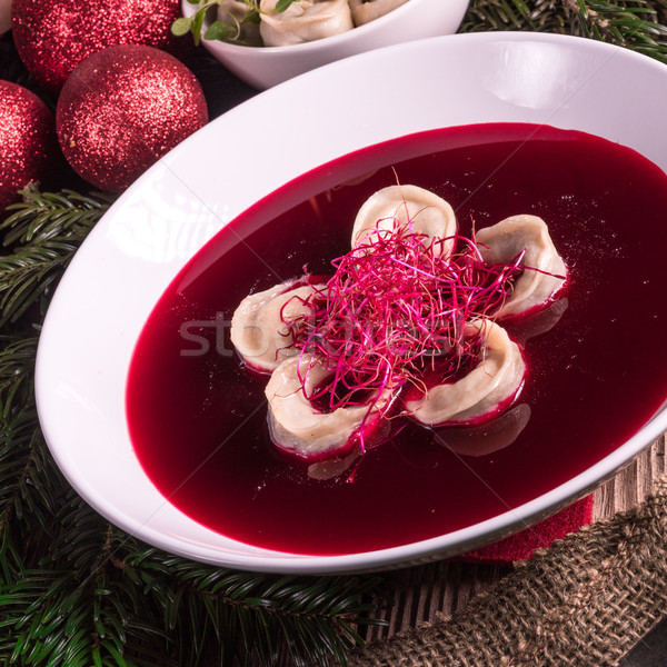 Rojo sopa cocina cena caliente Navidad Foto stock © Dar1930