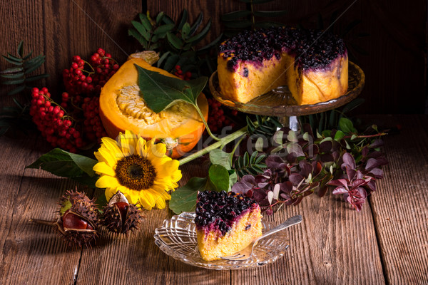 Autumn pumpkin cheesecake with cranberries Stock photo © Dar1930