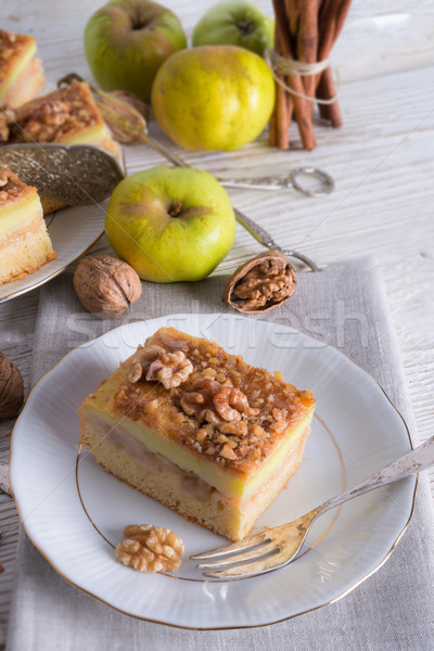apple strudel with vanilla pudding and nuts Stock photo © Dar1930
