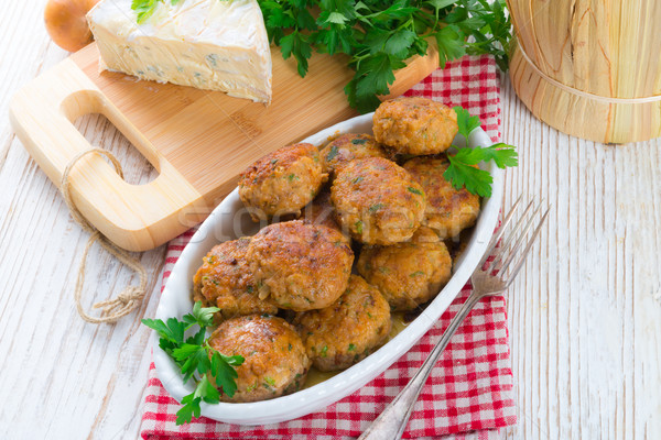 Stock photo: rissole with mould cheese and parsley