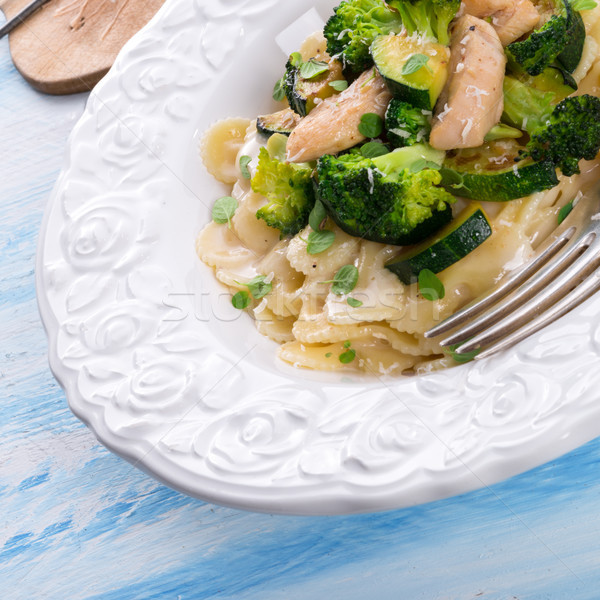 Pasta zucchine broccoli sfondo cena forcella Foto d'archivio © Dar1930