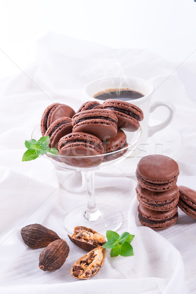 chocolate macarons with cardamom Stock photo © Dar1930