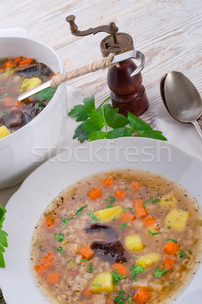 Perle Gerste Suppe grünen Fleisch heißen Stock foto © Dar1930