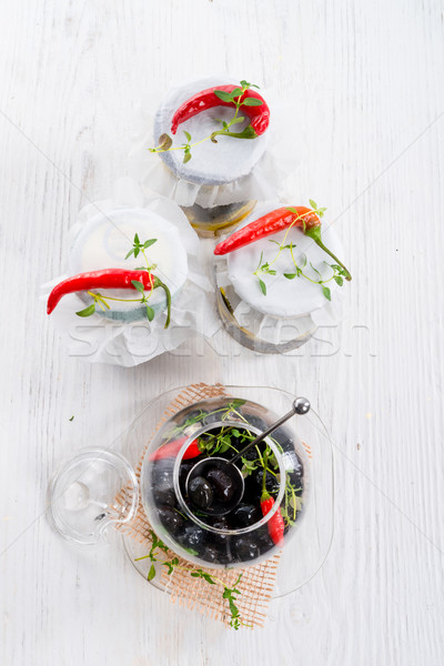 Stock photo: spicy marinated olives