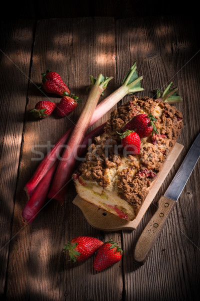 Rabarbar ciasto żywności drewna lata czerwony Zdjęcia stock © Dar1930