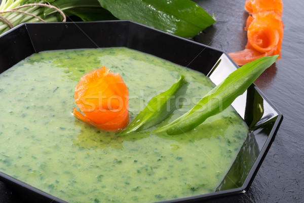 Bear allium soup with smoking salmon Stock photo © Dar1930