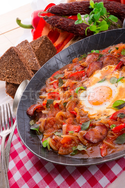 Alimentaire oeuf oeufs déjeuner tomate cuisson [[stock_photo]] © Dar1930