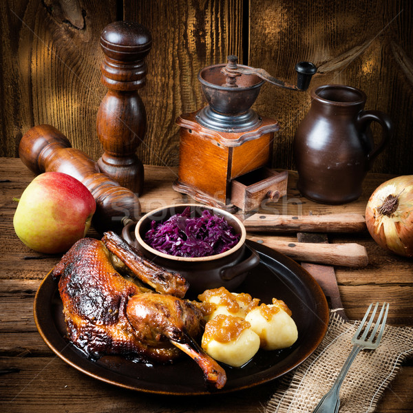 Stockfoto: Eend · pruim · voedsel · borst · benen · Rood