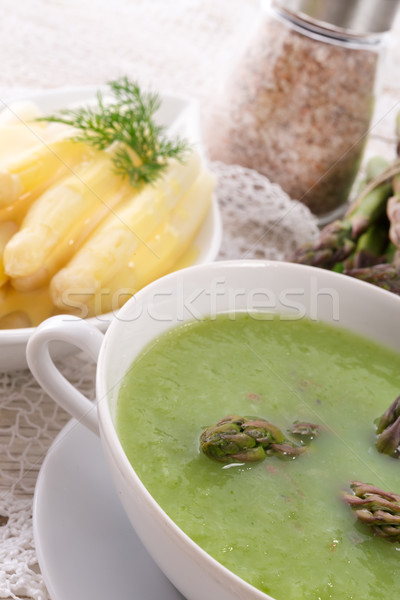 Stock photo: Green asparagus soup