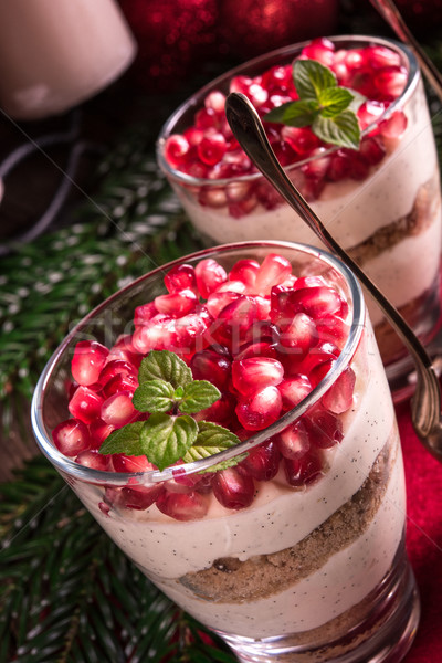 Pomegranate -Mascarpone dessert Stock photo © Dar1930