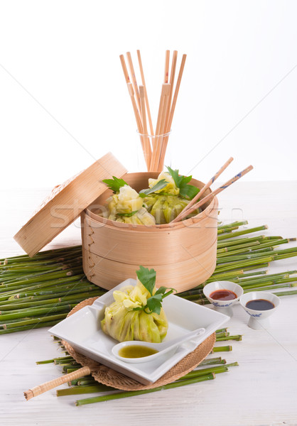 Foto stock: Repolho · arroz · sacos · comida · verde · folhas