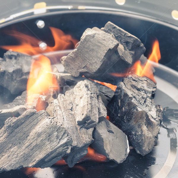 Ardor carbón fuego madera fondo humo Foto stock © Dar1930