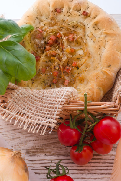 Stock photo: Onion tart and Federweisser(Nouveau)