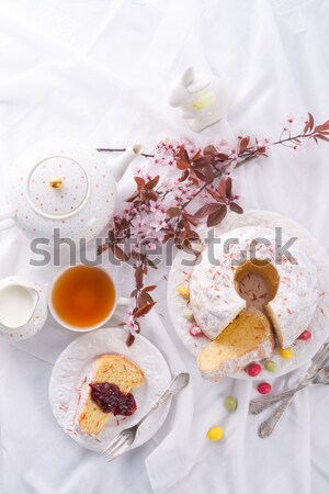 Szafran Wielkanoc żywności jaj ciasto tablicy Zdjęcia stock © Dar1930