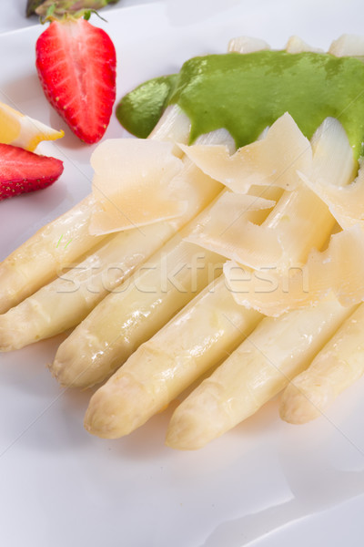 White asparagus with green sauce  Stock photo © Dar1930