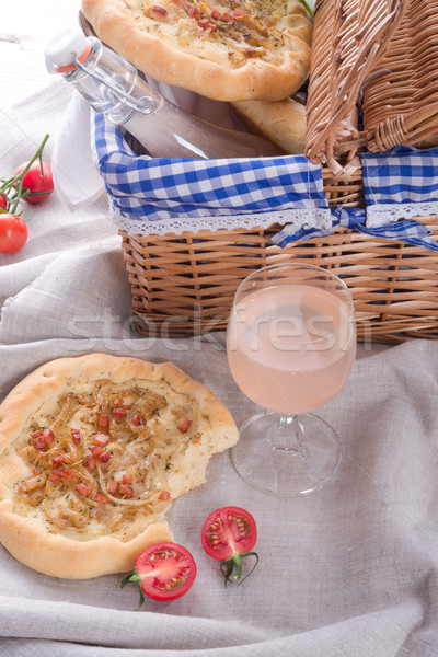 Onion tart and Federweisser(Nouveau) Stock photo © Dar1930