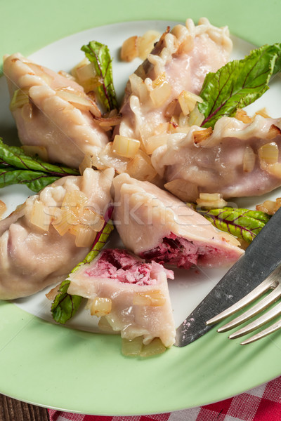 piquant pierogi with Beetroot and cheese filling Stock photo © Dar1930