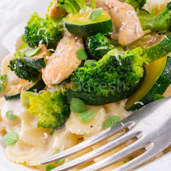 Pasta zucchine broccoli sfondo cena forcella Foto d'archivio © Dar1930