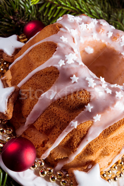 Navidad madeira torta alimentos placa blanco Foto stock © Dar1930