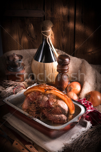 [[stock_photo]]: Porc · Pâques · alimentaire · fête · restaurant · plaque
