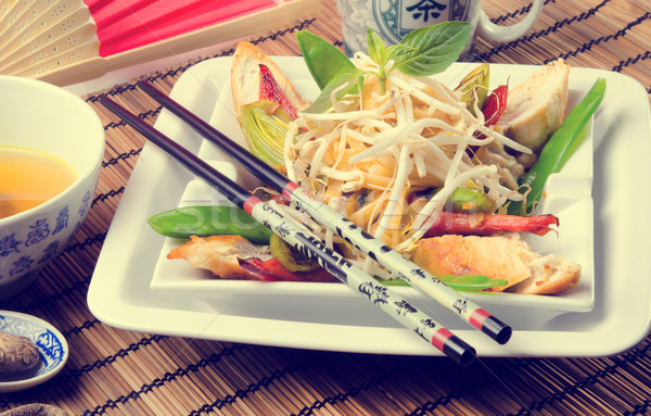 Fried duck breast Thai -  vintage style Stock photo © Dar1930